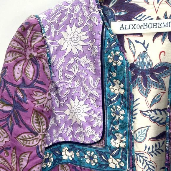 NWT Alix of Bohemia Carnaby Floral Patchwork Jacket, Purple Amethyst, Sz S - Picture 7 of 15